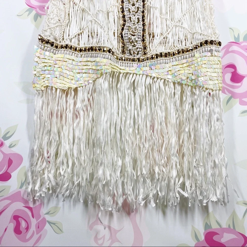 NEW Free People x IXIAH Sombre Crochet Macrame Mini Dress M L - Picture 6 of 15